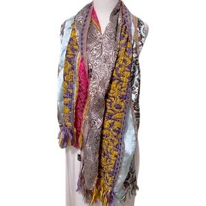 RARE Vintage ETRO‎ Milano Tapestry Fringe Stole/Scarf